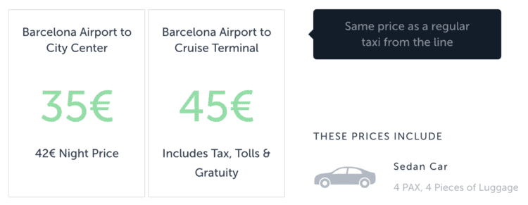 barcelona flygplats taxa
