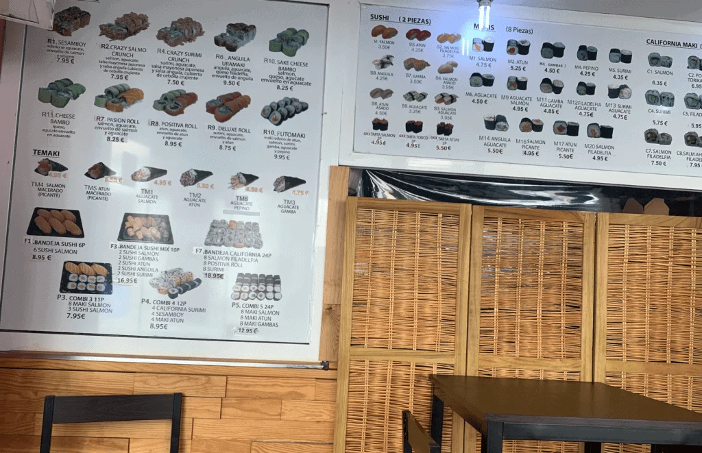 menu barcelona sushi