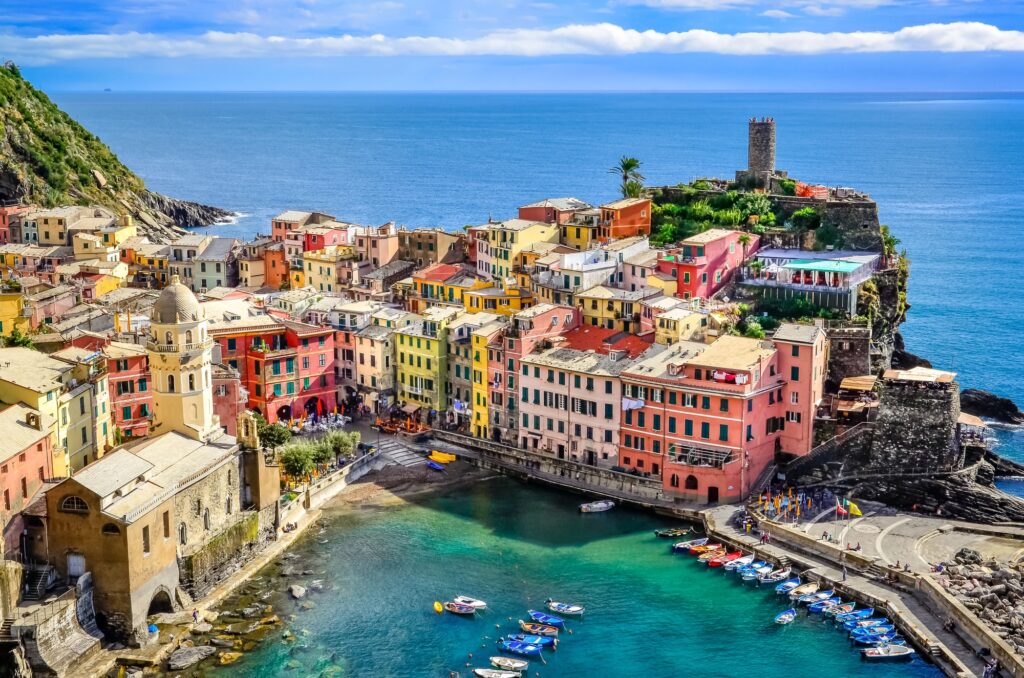 Cinque Terre vid den italienska kusten