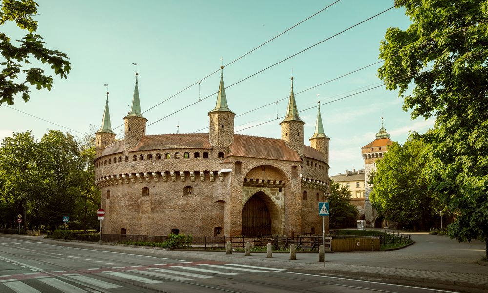 Barbakanen och Floriansporten i Krakow