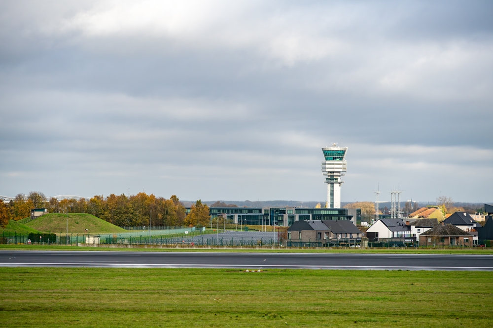 Kontrolltornet på Brussels Airport i Zaventem vid Bryssel