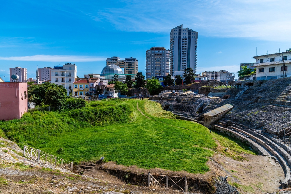 Den romerska amfiteatern i Durrës