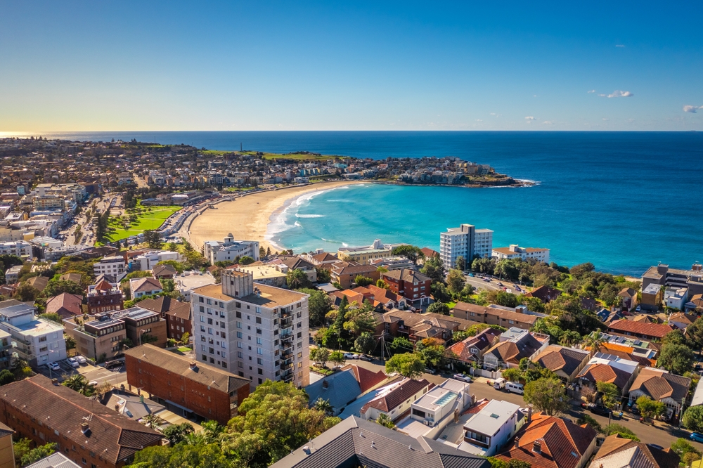 Flygfoto över Bondi Beach i Sydney