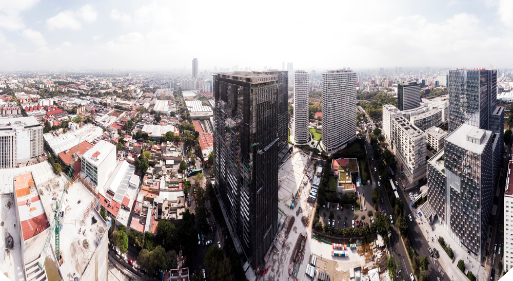 Flygfoto över stadsdelen Polanco i Mexico City