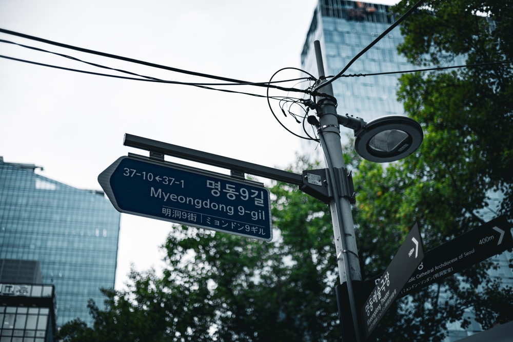 Shoppingkvarteret Myeongdong i Seoul