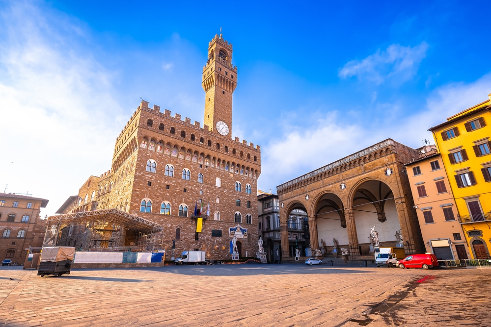 Piazza della Signoria och Palazzo Vecchio i Florens