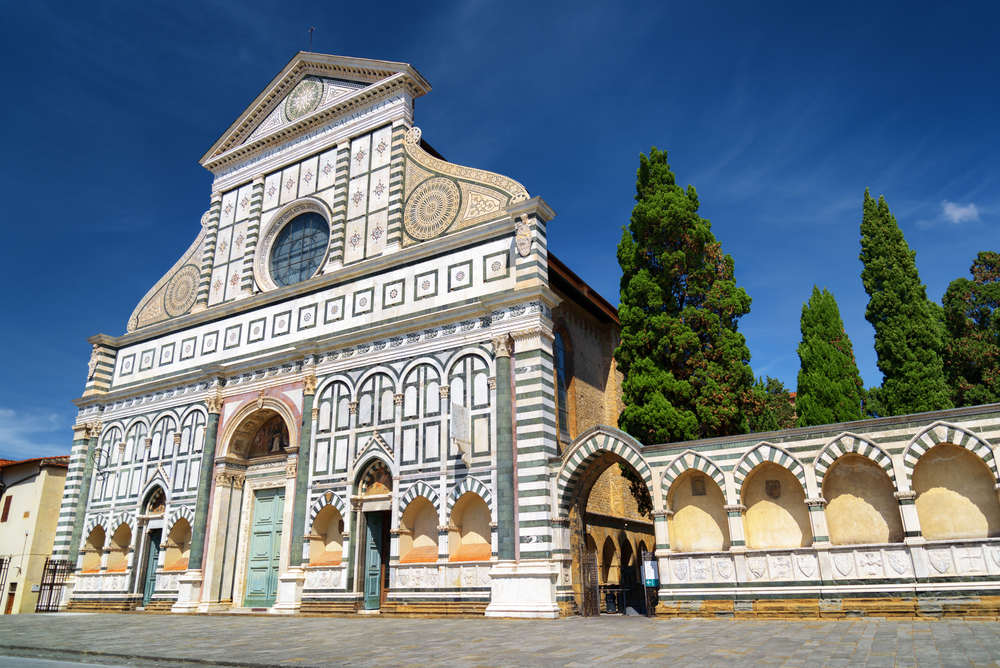 Marmorfasaden på Santa Maria Novella i Florens