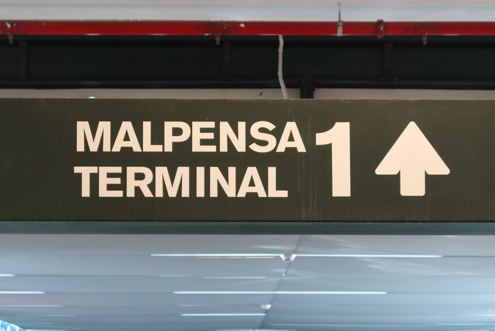 Skylt vid Terminal 1 på Milano Malpensa flygplats
