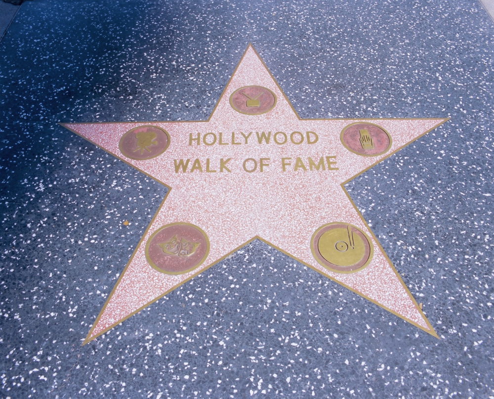 Stjärnor på Hollywood Walk of Fame på Hollywood Boulevard i Los Angeles