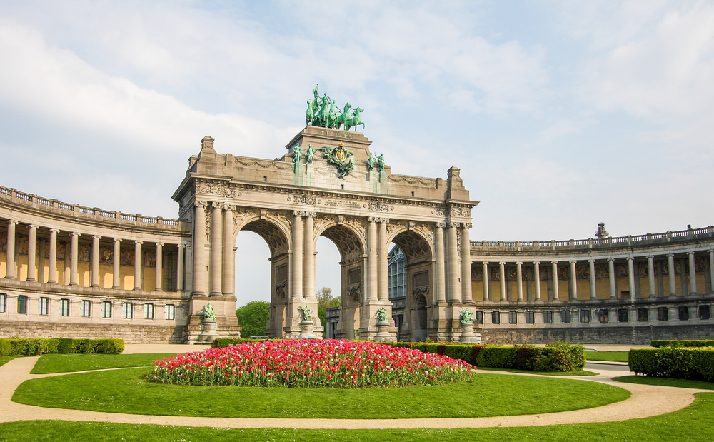 Triumfbågen i Parc du Cinquantenaire i EU-kvarteret i Bryssel