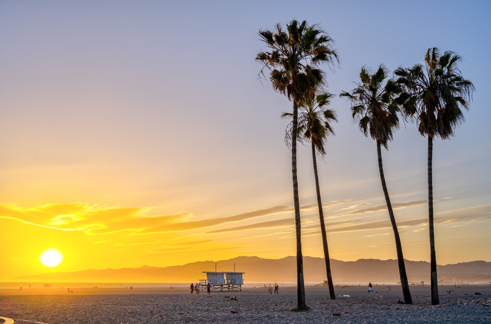 Venice Beach i Los Angeles strax före solnedgången