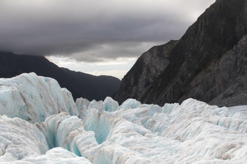 Franz Josef-glaciären i Sydalperna på Nya Zeelands västkust