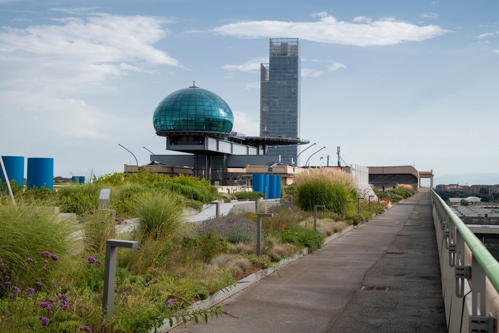 Den gamla testbanan på taket av Fiatfabriken Lingotto i Turin