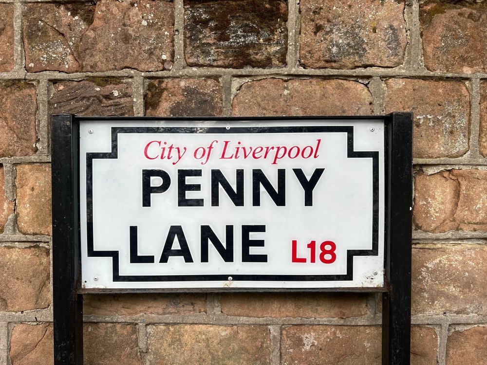 Gatuskylten på Penny Lane i Liverpool