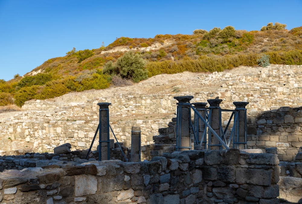 De hellenistiska husen i den antika staden Kamiros på Rhodos