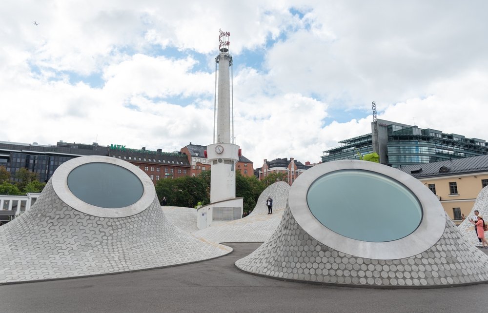 Kupolerna ovanför konstmuseet Amos Rex vid Glaspalatset i Helsingfors