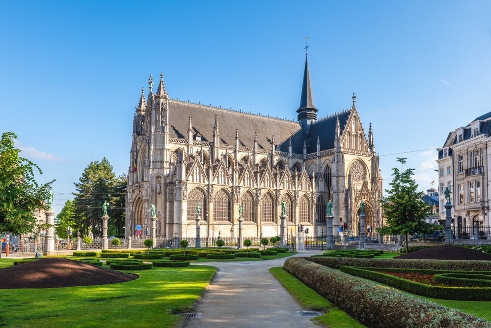 Kyrkan Notre-Dame du Sablon i stadsdelen Sablon i Bryssel