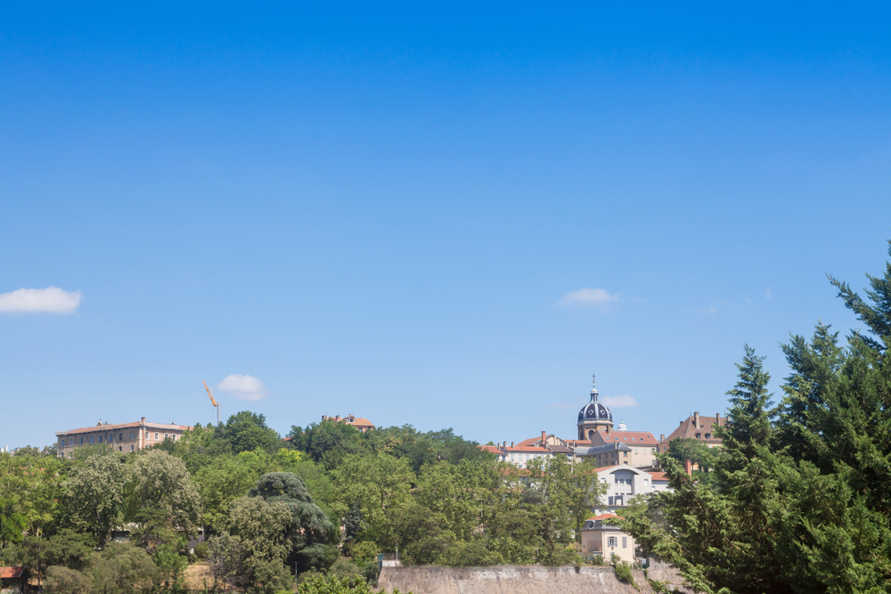 Panorama över Croix-Rousse-kullen i Lyon