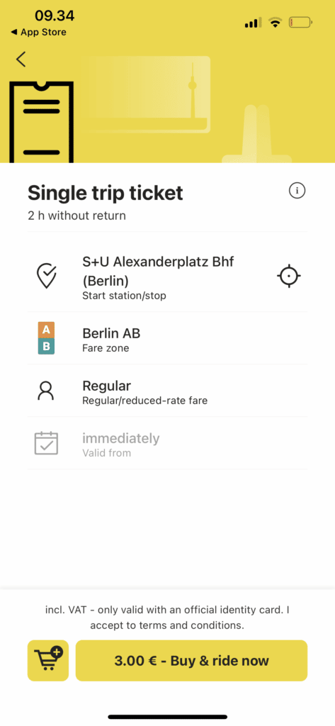 Biljett till kollektivtrafiken i Berlin
