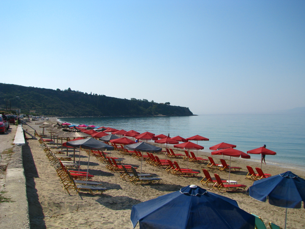 Stranden i Lourdas på Kefalonia