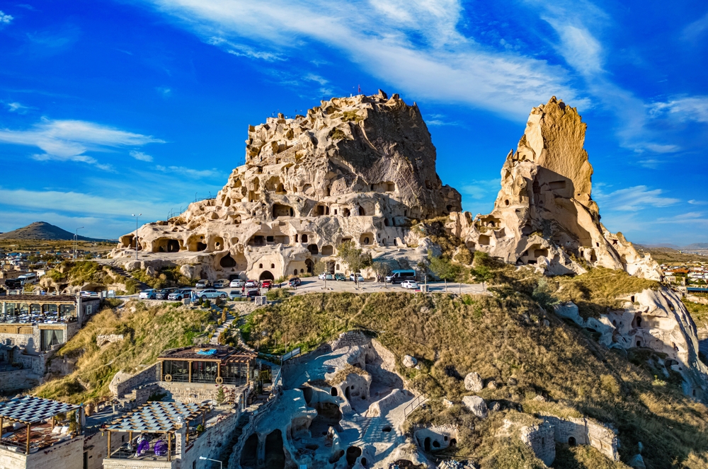 Uçhisarborgen i provinsen Nevşehir i Kappadokien