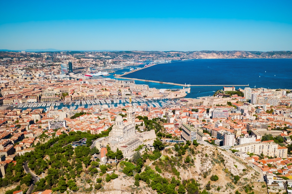 Panoramautsikt över Marseille från luften