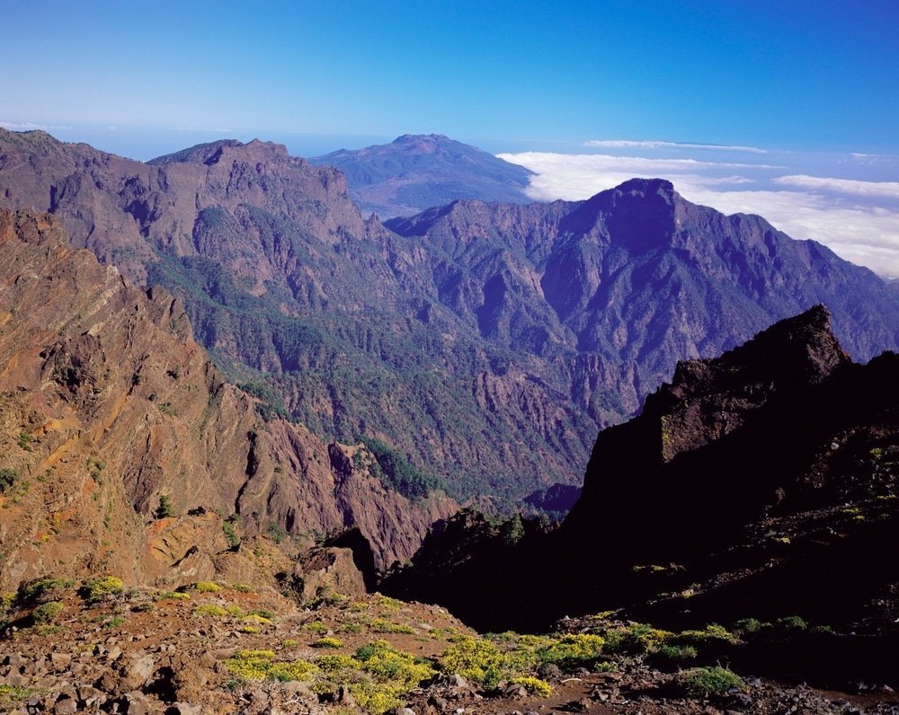 Utsikt över Caldera de Taburiente från Roque de los Muchachos på La Palma